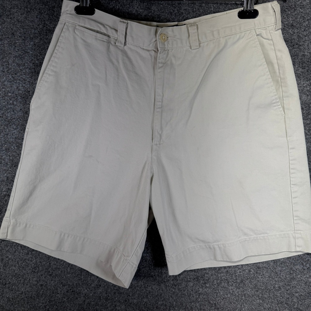 Polo Ralph Lauren Chino Shorts Mens 34 Khaki Vintage USA Made 90s Flat Front